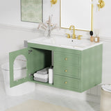 ZUN 30x18x19.6 Inches Elegant Floating Bathroom Vanity Sink and Cabinet Combo - 1 Door and 2 Drawers 94525084