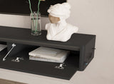 Floating TV Stand, Wall Mounted TV Shelf with Led Lights & Power Outlet,High TV Cabinet for Black tv W1321P389542
