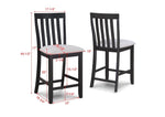 ZUN 2pc Black/Light Gray Counter Height Chair Slat Back Wooden Dining Room Furniture B011P257337