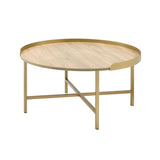 Oak and Gold Coffee Table with Tray Top B062P181359