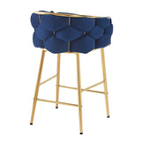 28'' Modern Counter Stools Set of 2,Dark blue Counter Stools with iron Frame,Soft back and N780P199861B