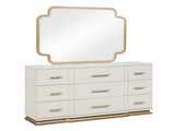 Lexington 9-Drawer Dresser in Beige with Textured Finish and Gold Hardware B009P450611