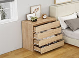 4 Drawer Dresser,Modern Storage Chest of Drawers,31.5In Natural Dresser for Closet with Handle-Free W3151P407891