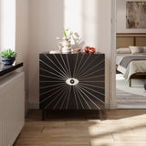 Modern Eye Pattern Accent Cabinet - 2-Door Wooden Storage Cabinet with Adjustable Shelves & T3833P366564