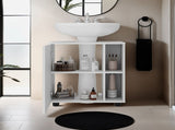 Storage Cabinet 24.4" H, 1 Door, 4 Shelves, 2 Legs, White - Bathroom B097P395910