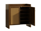 42.5" Tall Rattan Shoe Cabinet with Doors, 6-Tier Wooden Freestanding Shoe Storage Organizer with 98014066