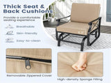 Black Metal Patio Glider Chair with Brown Washable Cushion, 330 lbs Capacity Ergonomic Outdoor 98202596