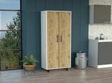 Multistorage Cabinet 71"H, Five Internal Shelves, Two Doors, White/Macadamia B097133047