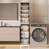 Small Narrow Storage Cabinet with Doors and Shelves Slim Waterproof Bathroom Storage Organizers 01685887