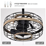 ZUN 18'' Farmhouse Ceiling Fans Light - Caged Ceiling Fan with Remote Control , W1592109393