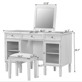 2-in-1 Vanity Desk with Flip-Top Mirror, Dressing Table Set with Drawer & Cabinet, Multi-Functional 45102878