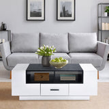 ZUN White and Black Coffee Table with Storage B062P181386