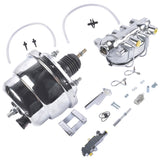7'' Chrome Power Brake Booster Master Cylinder Disc Drum Kit Fits for Chevy Bel Air One-Fifty 62554993