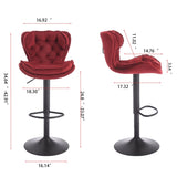 Set of 2 Bar Stools with powder Footrest and Base Swivel Height Adjustable Mechanical Lifting Velvet W1249P253957