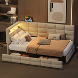 Upholstered Twin Size Daybed with Storage 2 Drawers and Charging Station, Day Bed Frame with LED N733P285121A