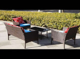 Four-Piece Sofa Set Table With Sofa Chair PE Rattan Outdoor Furniture HY4-001 Box *1 With Sapphire W3152P269436