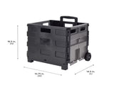 Collapsible Utility Cart, Plastic, Black, 16.5" x 14.5" x 15.75" 09253984
