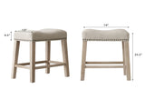 CoCo Upholstered Backless Saddle Seat Counter Stools 24" height Set of 2, Tan T2574P164812