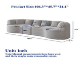 Curved Sectional Sofa, 106.3-inch Oversized Modern Bone-Free Cloud Sofa with 6 Pillows Luxury W3505P355588
