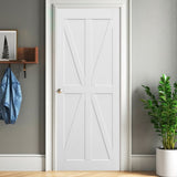 CRAZY ELF 36" x 80" Star Style Real Primed Door Slab, DIY Panel Door, Modern Interior Barn Door, W93642084