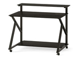 Black Rolling Computer Desk with Power Strip 32" Mobile Office Desk with Monitor Stand 36811141