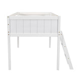 ZUN Twin Size Wood Low Loft Bed with Ladder, ladder can be placed on the left or right, White 31471087