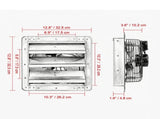 10" Shutter Exhaust Fan, 820 CFM High-Speed, Wall Mount with AC Motor, for Greenhouse, Garage, Shed 30139476