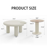 Circular Beige Cream Coffee Table Set Easy Assembly for Living Room 28373890