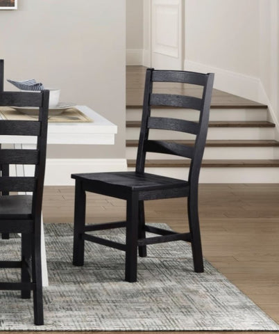 ZUN Contemporary Black Finish Side Chairs Set of 2 Dining Wooden Kitchen Dining Furniture Casual Style B011P188441