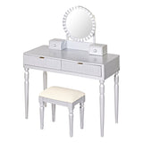 Luxury Vanity Desk with Round Mirror,Height-Adjustable, Stylish Dressing Table Set, 4 Drawers & N844P262897S