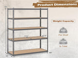 5-Tier Heavy Duty Garage Shelving Unit, 2200 LBS Total Load Capacity Boltless Storage Rack 95335004