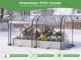 3-in-1 Raised Garden Bed with Greenhouse Cover 130 Gal Galvanized Metal Planter Box - Silver 30611088