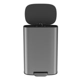 13 Gallon 50L Kitchen Foot Pedal Operated Soft Close Trash Can - Stainless Steel Ellipse Bustbin - S W1550106530