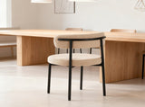 Medieval modern dining chair set, 4 pieces, round seat cushions, black metal legs, curved back 45820409