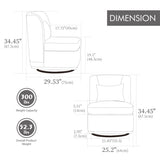 25.2 "Wide Modern Chenille Cushioned Armless Metal Base 360&deg Swivel Chair with Pillow, Suitable for W3118P253946