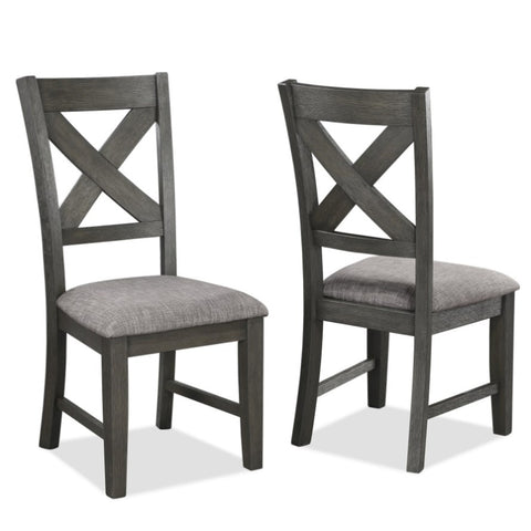 ZUN Transitional Farmhouse 2pc Set Dining Chair Gray Upholstered Seat X-Back Design Dining Room Wooden B011135286