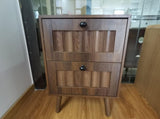 Medieval-style modern double-drawer bedside table with solid wood legs, bedside table, W1706P465285