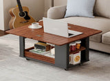 27.6'' Modern Multi-Function Coffee Table/Side Table with Foldable Top & Casters, Multi-tier N735P328521B