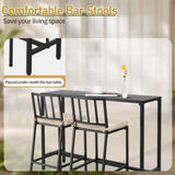 3 Piece Outdoor Patio Bar Set, 55" Rectangular Pub Height High Top Bar Table with 2 Cushioned Bar 97176275