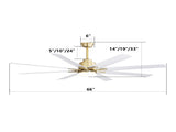 66 Inch Low Profile ABS Ceiling Fan with Dimmable Lights and Smart Remote Control 6 Speed Reversible W934P152241