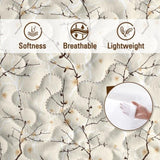 3pcs Minimalist Tree Branch Patterned Blankets Suitable For All Seasons, Including Flower And Autumn 05344033