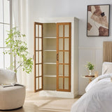 71.2'' Tall Display Cabinet with Glass Doors, Rustic Style China Cabinet, Curio Cabinet for N845P272501W