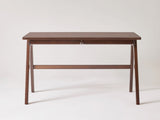 100% Solid Rubber Wood Computer Desk, Retro Walnut Writing Desk with Drawer, Sturdy A-Frame Leg, 01637992