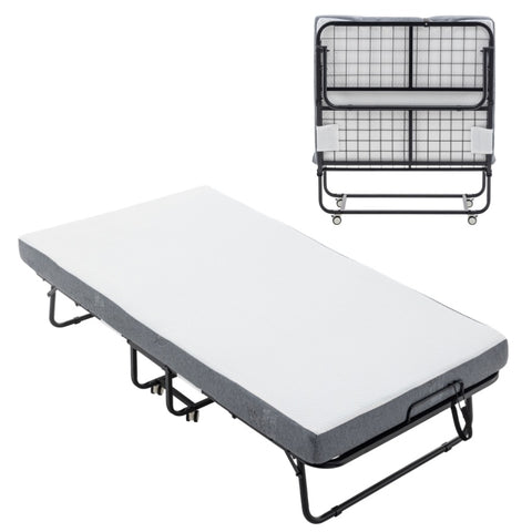 ZUN Folding Bed with Mattress, SPortable Foldable Bed with Storage Cover, SRollaway Bed for Adults with W1422140107