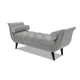 Alma Tufted Flared Arm Entryway Bench, Opal Grey Velvet B2719P238451