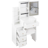 Small Size Left Bedside Cabinet Vanity Table Cushioned Stool, 2 AC2 USB Power Station, Hair dryer W936P202468