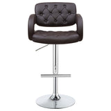 ZUN Brown and Chrome Adjustable Bar Stool B062P153486