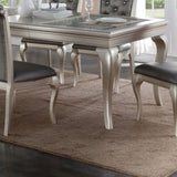 Traditional Dining Table Rectangle Table Silver Hue 1pc Dining Table Glass Insert Dining Room B011P322613