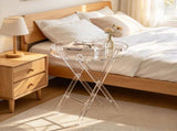 Clear Acrylic Folding Tray Table, Acrylic End Table with Folding X Leg, Side Table for Coffee, 32184723