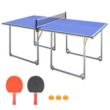 ZUN 6ft Mid-Size Table Tennis Table Foldable & Portable Ping Pong Table Set for Indoor & Outdoor Games 88950035